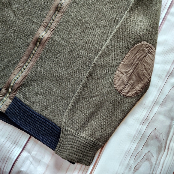 Carbon 2 Cobalt Thick Knit Olive Green Black Zip Front Sweater | Men's Size XL - Picture 2 of 9